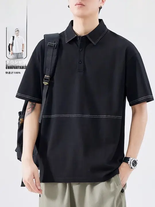 夏用アイスシルクポロシャツ【メンズ・ゆったりデザイン・半袖・ソフト】