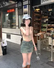 洗水デニム Aラインスカート【カジュアル・ヴィンテージ風・ブルー】