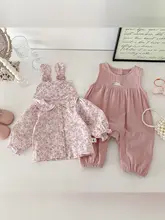 春用 ベビーガール ボディスーツ 花柄 ドールカラーシャツ 可愛いサロペット（セットアップ対応）