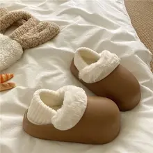 可逆式 防水コットンシューズ レディース 厚底保温 ふわふわスリッパ【冬用・インスタ映え】