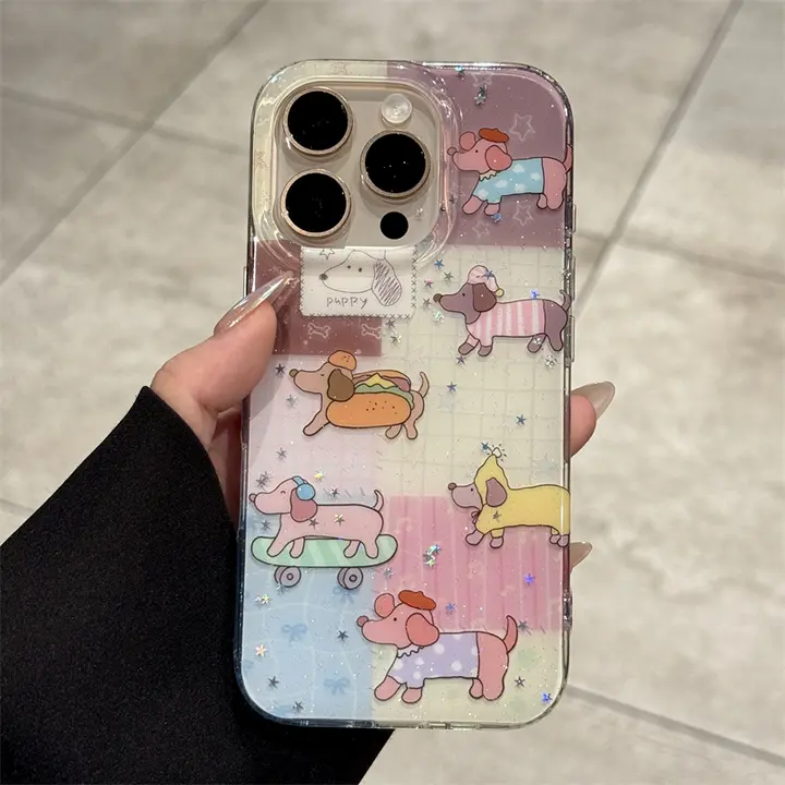 senbo iPhone用 星形ダックスフントデザイン保護ケース【全包防摔・シリコン素材・可愛い】