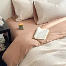 シンプルな無地デザインの三層ガーゼ全棉ベッドカバー【肌触りが良い・フラワーパターン・四点セット対応】