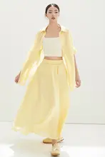 風カジュアルシャツ【半袖・ショートパンツ・スカート・イエロー・ビーチスタイル】（セットアップ対応）