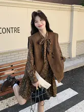カラフルなヴィンテージ風マタニティベストワンピース【春用・フラワープリント・高級感あるデザイン】（セットアップ対応）