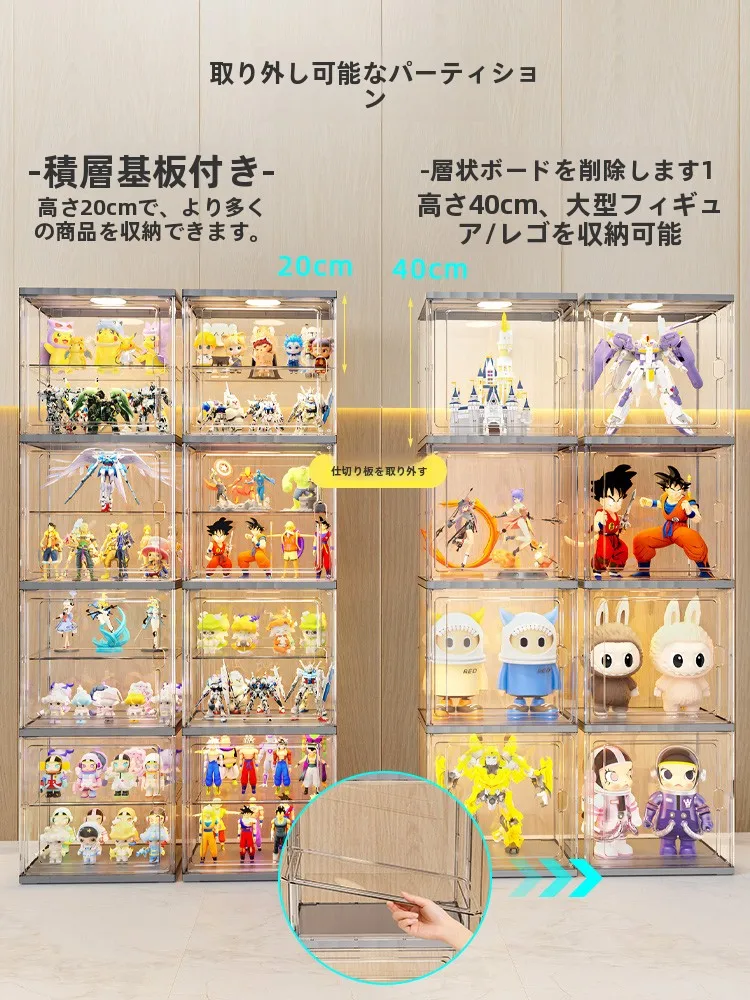 透明アクリル製フィギュアディスプレイキャビネット：LEDライト付きコレクション収納の実用性と構造解析