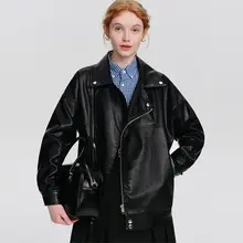 DESIGNER PLUS オーバーサイズPUレザーライダージャケット【春秋用・ショート丈・女性用】