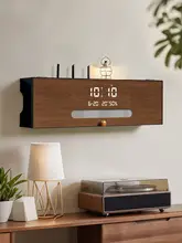 中古風Wi-Fiルーター収納ボックス【電子時計付き・ユニークデザイン・壁掛け用】