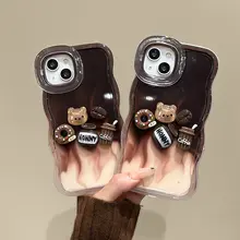 iPhone用スマホケース【可愛いコーヒーフィギュア・シリコン製・防落下・波状デザイン】