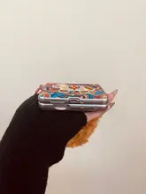 フリップフォン用ケース【全包デザイン・赤いカシューナッツ柄・刺繍入り・持ち手付き】