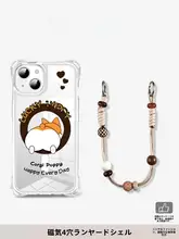 可愛いコーギーのiPhoneカバー【ストラップ付き・マグネットスタンド・全機種対応】