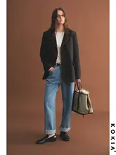 100%ウール ダブルフェイス 毛糸トリミングのクラシックシルエットウールジャケット
