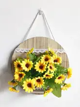 壁掛け木製花かごセット【フェイクフラワー・シンプルデザイン・インテリア装飾】