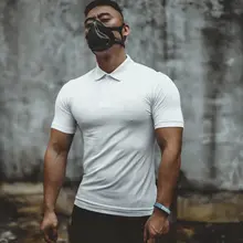 メンズ 速乾フィットネスTシャツ【短袖・ポロシャツスタイル・ジム用】