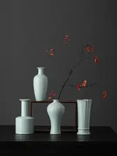 新中式 陶器製 花瓶【高級感あるデザイン・インテリア装飾用】