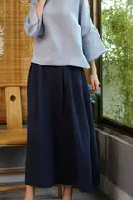 春夏用の大きなフレアデザイン！和風コットンリネン・チュニックロングスカート【フィット・文芸スタイル】（セットアップ対応）