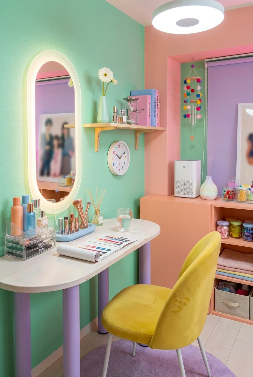 韓国インテリアを再現｜カフェ風部屋の作り方　フェイクスズランのレイアウトガイド