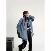 デニムジャケット ユニセックス オーバーサイズ ルーズ アメカジ ヴィンテージ カジュアル ストリート 春