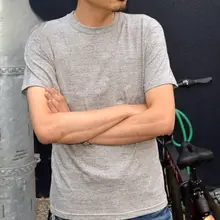 極上の柔らかさの天竺コットン製 男性用ラウンドネック半袖Tシャツ（セットアップ対応）