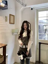グレーのハイウエストスカートとベストのセットアップ【冬用・高級感】（セットアップ対応）