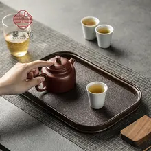 竹製長方形トレー【和風デザイン・編み込まれた表面・茶用・食事用】