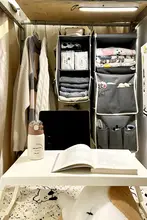 ベッドサイド収納ハンギングポケット【衣類整理・省スペース・上下二段使い】