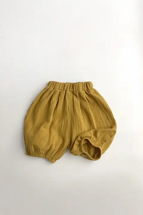 涼しさを感じる！子供用パンプキンパンツ【通気性のあるコットンリネン生地・束脚・夏用】（セットアップ対応）