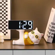 招き猫 電子時計 置き時計 卓上 置物 鍵収納 インテリア雑貨 リビング 玄関