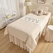 美容用ベッドカバー【クリーム風・軽奢スタイル・穴あけ不要】（セットアップ対応）