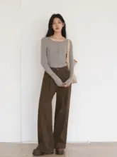 復古風コーデュロイパンツ【フィット・秋用・ワイドレッグ】