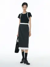 ヴィンテージ風デザインのカラーブロック短袖Tシャツ【レディース・ショート丈・スタイルアップ効果・コーディネートしやすい】（セットアップ対応）