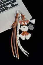 雪納瑞デザインのレザーキーリング【極上の柔らかさ・登山ロープ付き】