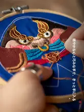 自分で刺繍できる牛のキャラクター香囊【手作りD.I.Y.材料キット・平安符仕立て】