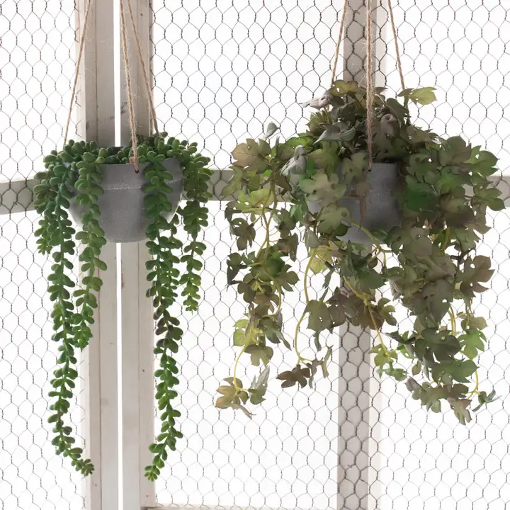 フェイクグリーン 吊り下げ型ミニ観葉植物【飾りつけ用・バルコニー装飾】