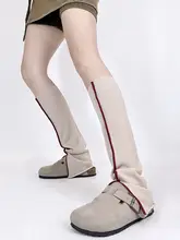 春夏用ロング丈ソックス【個性的なデザイン・スリム見え・スリット入り】
