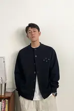 刺繍入りカーディガン【春秋用・アメリカンスタイル・ゆったりフィット・ボタン付き】