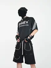 反射素材を使用したバイク用ショートスリーブTシャツ【アメリカンスリーブ・速乾・ゆったりフィット・三本ストライプデザイン】