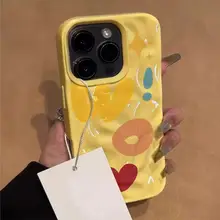 カラフルなイエロー背景のカートン風デザインiPhoneケース【WOW英文・iPhone対応・衝撃吸収】