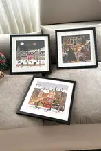 クリスマス冬のライトカートゥーンデコレーションアート【リビングルーム用・ソファ背景・ウォールアート】