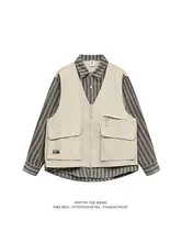 レトロ風のデザイン！カジュアル工装シャツ【男女兼用・アカデミック スタイル・ジャケット】（セットアップ対応）