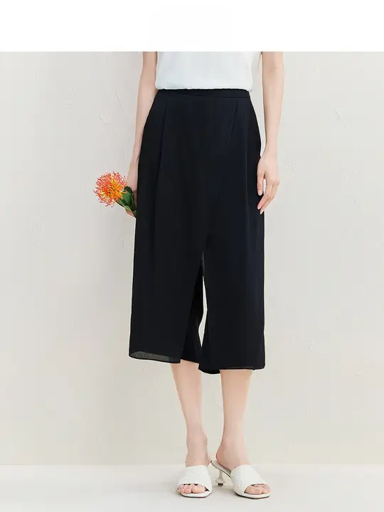 女性用ストレートカジュアルパンツ【夏用・シンプルデザイン】（セットアップ対応）