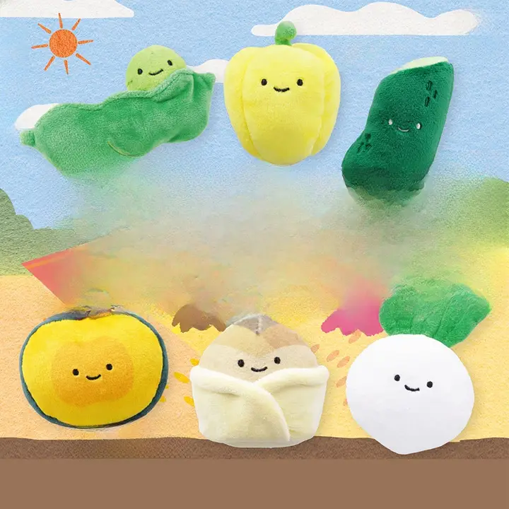 野菜デザインのぬいぐるみキーホルダー【ラディッシュ・カボチャ・キュウリ・エダマメ】（セットアップ対応）