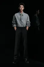 秋用ストレートカジュアルパンツ【ブラック・ストレッチ素材・ビジネススタイル】
