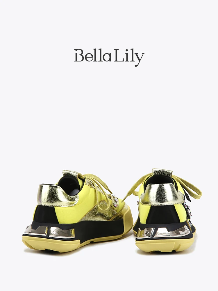 90s hiphop スニーカー風のカラーブロックデザイン スニーカー｜Bella Lily BG39516