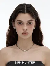 心形シェルネックレス【浅いチタンカラー・レトロデザイン・女性用】