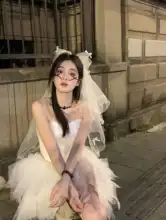 リボン付きベールヘッドドレス【ロリータ風・ボリューム感・花嫁用】