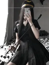 スリムフィットワークウェア【ブラック・女性用・空港スタッフ・セクシー制服】（セットアップ対応）