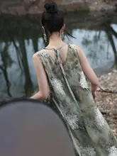 中華風の絞り染めワンピース【夏用・ロマンチック・フィット・ロングスカート】（セットアップ対応）