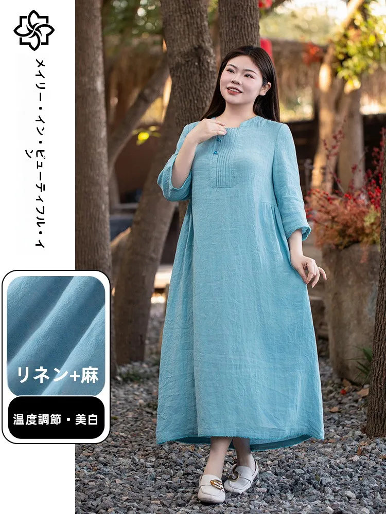 リネンカシュクールワンピース：通勤風のゆったりA字デザインと自然な肌触りの実際