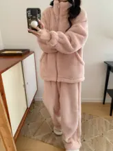 冬用 フリース 加厚 パジャマ【女性用・暖かい・2ピース・ルームウエア・外出可能】（セットアップ対応）