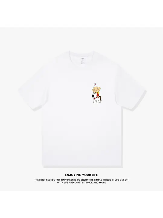 ユーモア満載のアニメプリント半袖Tシャツ【コットン製・インパクトのあるデザイン】